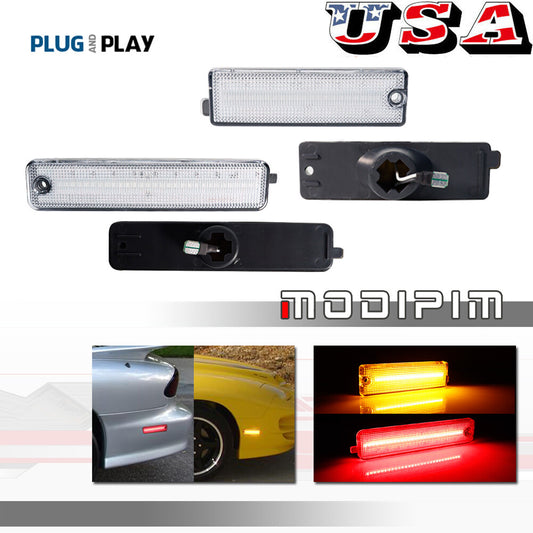 Transparent LED side marker lights on front and rear bumpers for 98-02 for Pontiac Firebird