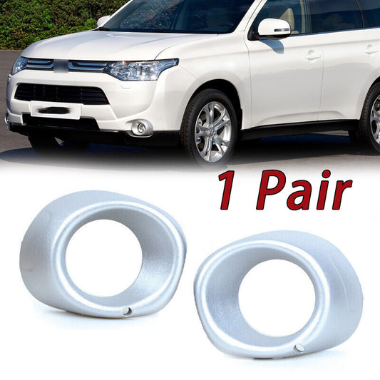 2X Silver Front Bumper Fog Light Lamp Cover for Mitsubishi Outlander 2013-2015