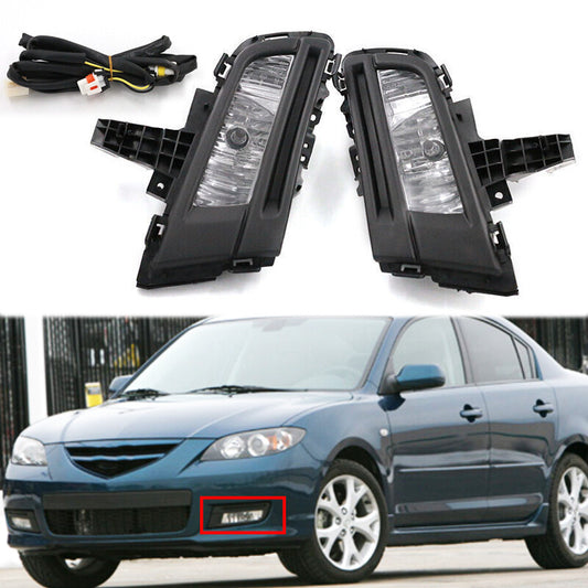 1Pair Front Bumper Driving Light Fog Lamps With Wire for Mazda 3 2007-2009 LHRH