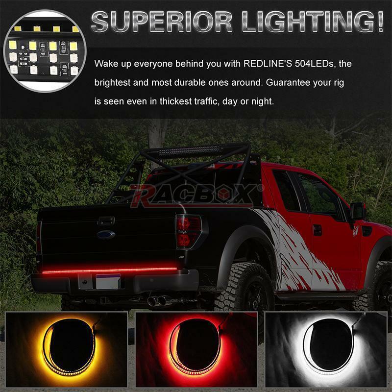 48 LED Truck Strip 3 Row Tailgate Tail Light Reverse Brake Turn Signals Lamp US