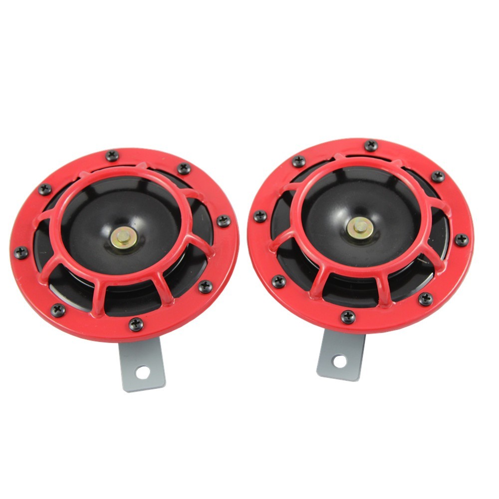 1 Dual 12V 115dB Ultra Loud Compact Electric Pop-Sound Car Air Horn, Red,