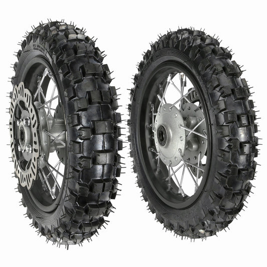 10-inch front and rear tires, 2.50-10/3.00-10 rims, disc brakes, F50 SSR 110cc XR50