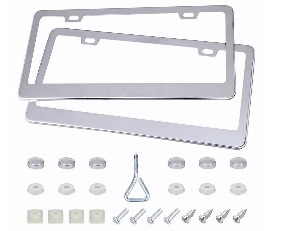2-piece car license plate frame cover, rear boot screw cap, chrome-plated, suitable for Mazda