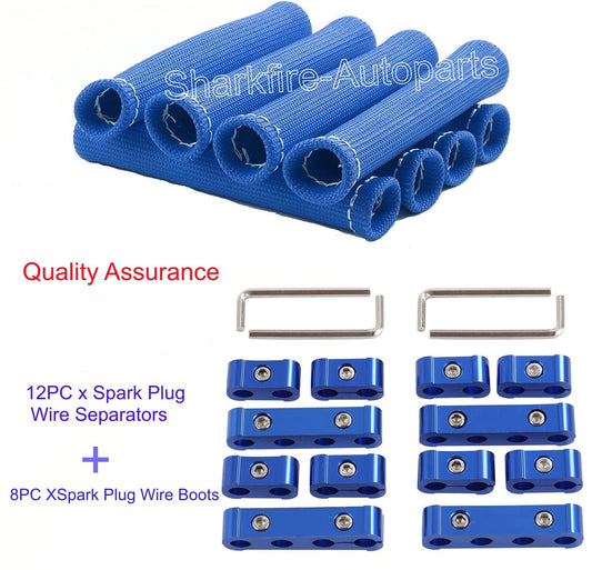 8P Spark Plug Wire Boot Heat Shield Protector Sleeve +12P Spark Plug Wire Holder