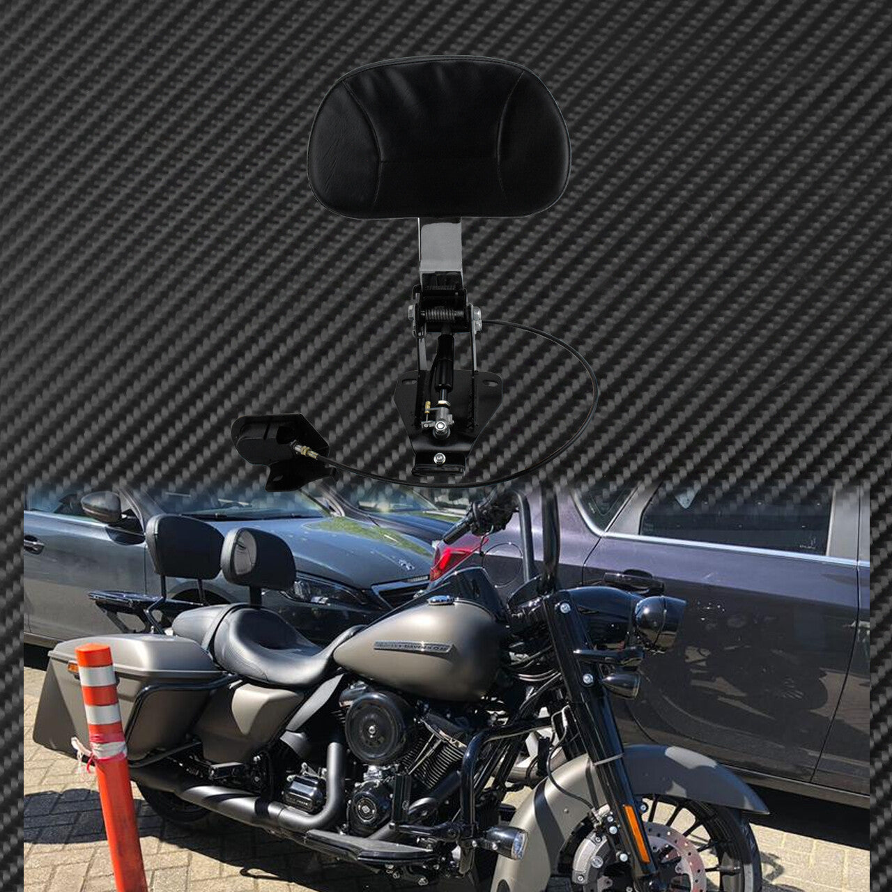 Adjustable Rider Backrest w/Chrome Arm Mounting Fit for Harley Touring 2009-2022