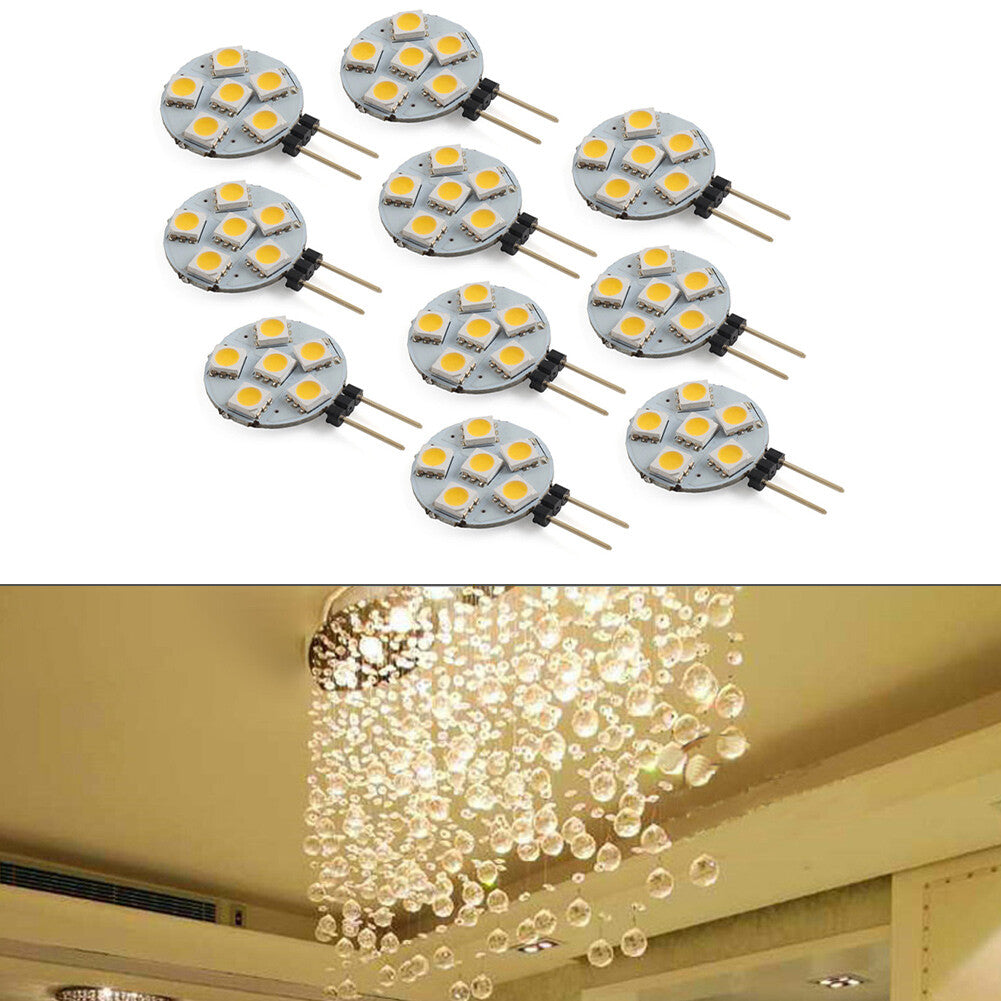 DC12V G4 Super Bright Flat Light 5050 SMD 6 LED Bulb Warm White Lamp Car 10PCS