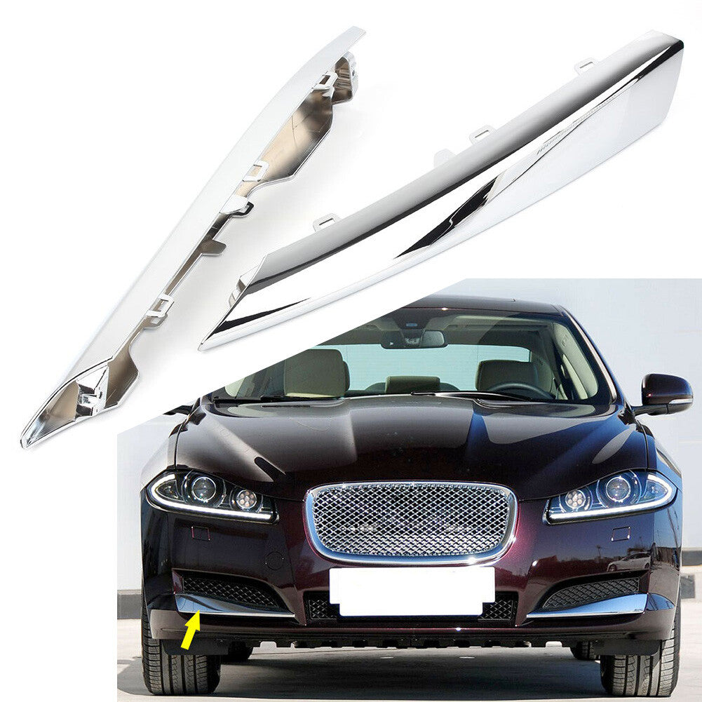 2pcs Front Side Grille Molding Trim Left  Right Chrome Fit for Jaguar XF 2012-2015