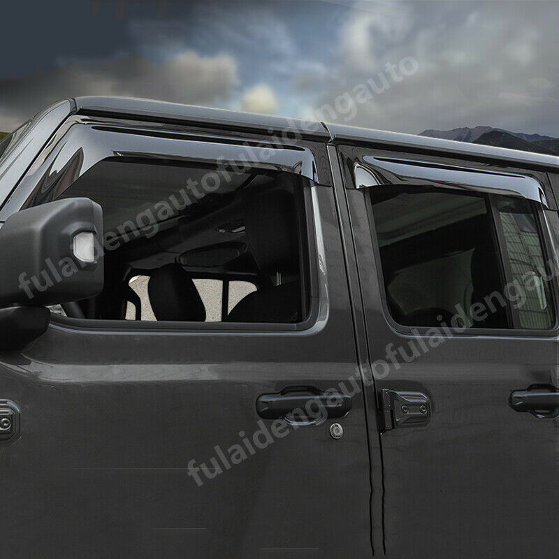 4p for Jeep for Wrangler JL 2018-2024 Smoke Window Visors Sun Rain Guards Vent Shade