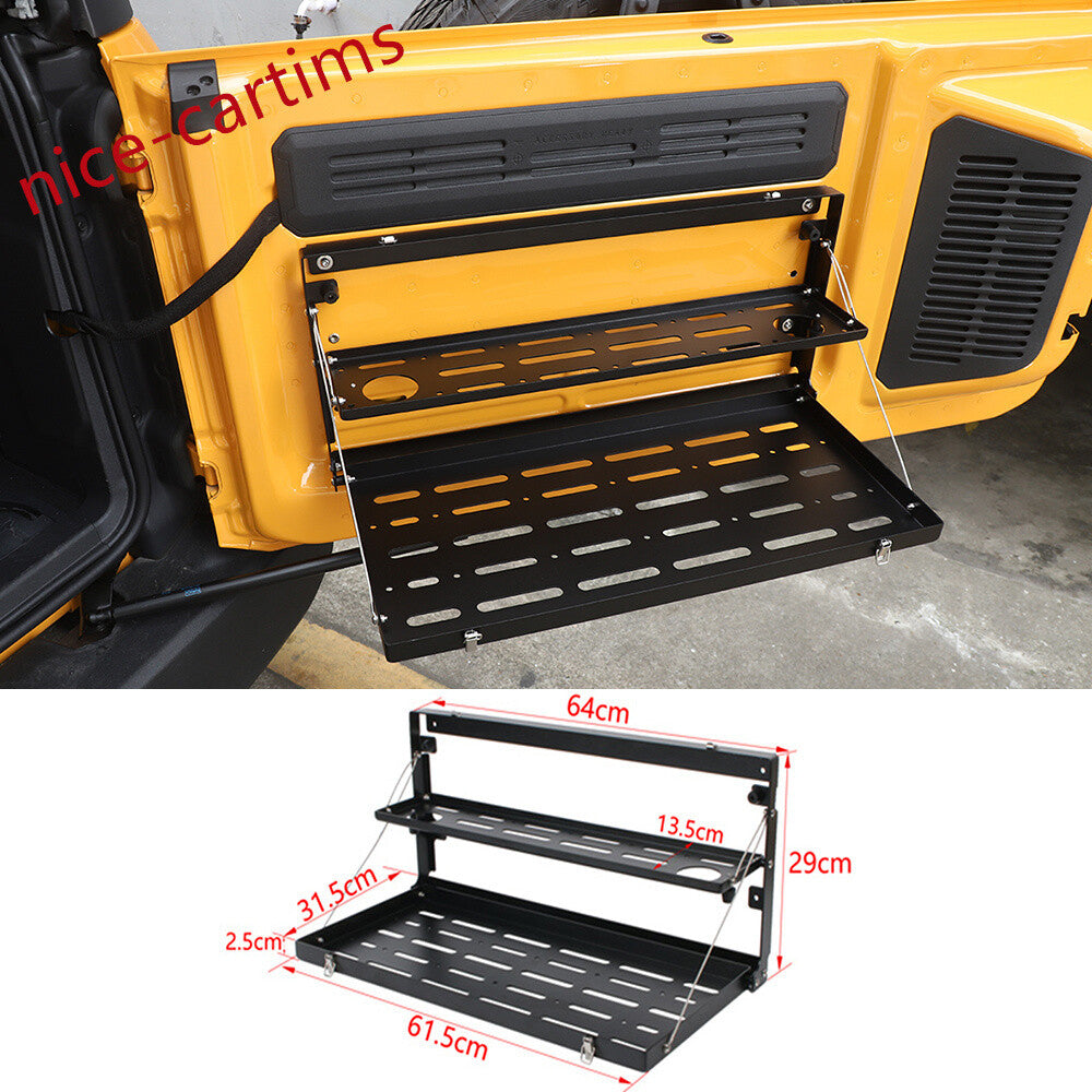 Alloy Black Rear Door Tailgate Table Shelf Storage Rack for Ford Bronco 2021-24