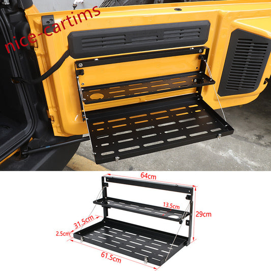 Alloy Black Rear Door Tailgate Table Shelf Storage Rack for Ford Bronco 2021-24