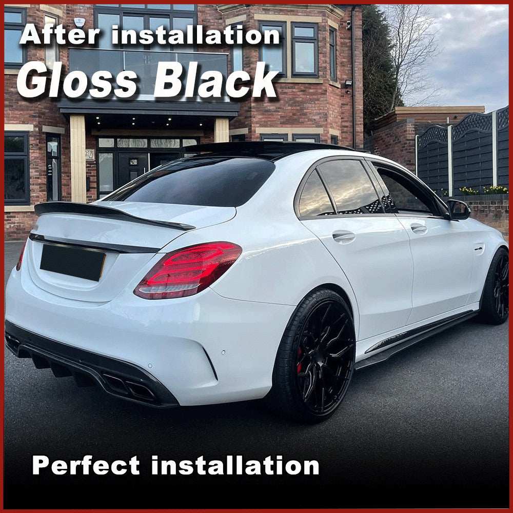 for Mercedes-Benz W205 C300 C43 C63 Gloss Black Side Skirts Extension Lip Panel
