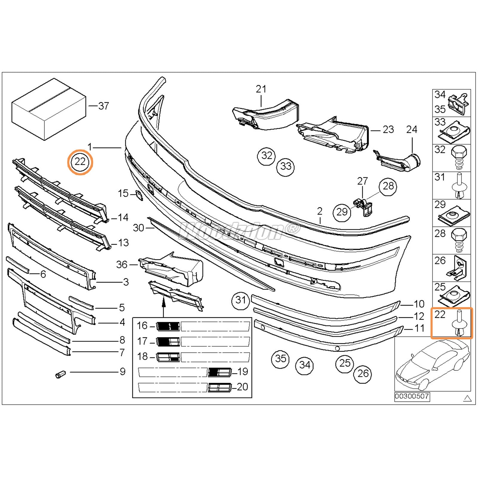 100X anti-collision door decorative bracket fixing rivets are suitable for BMW series 3 5 7 E46 E38 E39