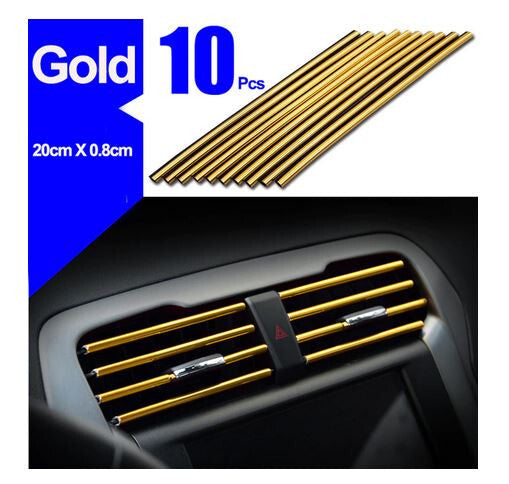 10-piece molded decorative strip for car air conditioning sockets, gold-plated, suitable for Jaguar .