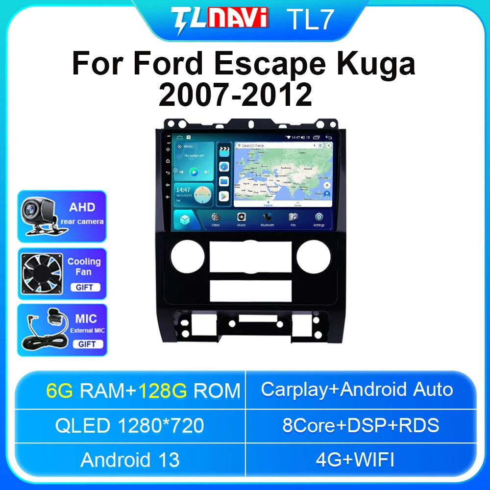 for Ford Escape 2007-2012 Car Radio Android Carplay Multimedia Player GPS Screen