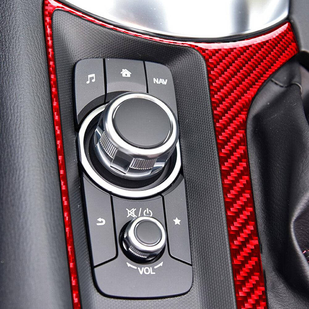 Carbon Fiber Interior Multimedia Box Frame Cover Trim for Mazda MX-5 2016-20 Red