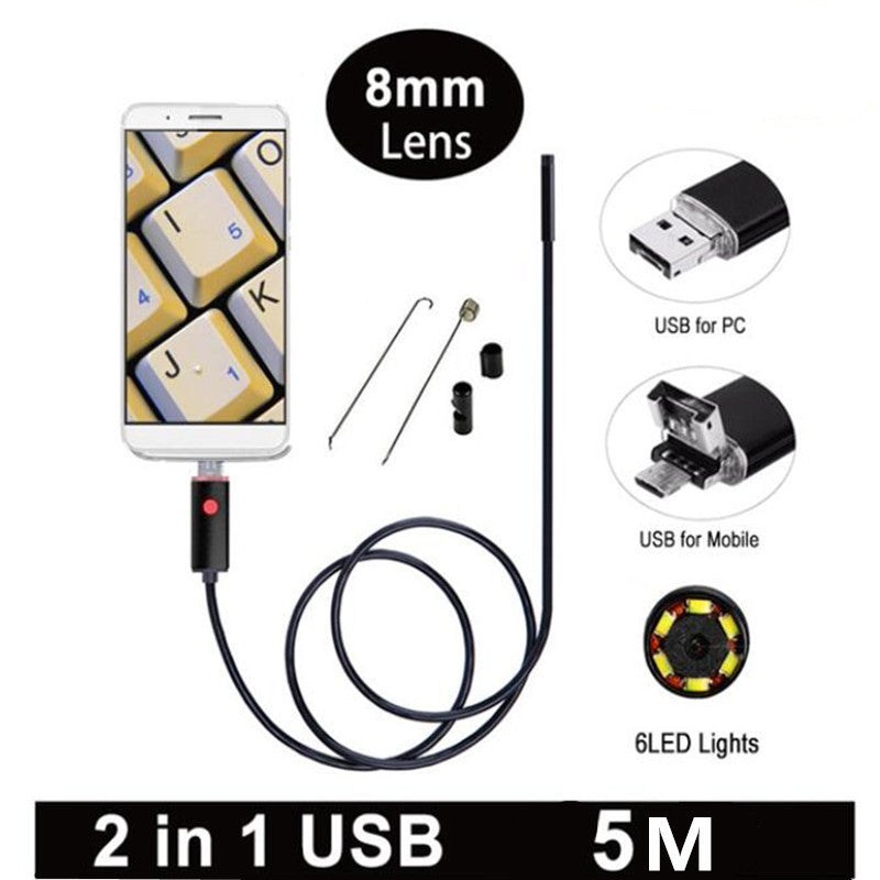 Waterproof 8MM Endoscope Android Borescope USB Car Pipeline Inspection Camera