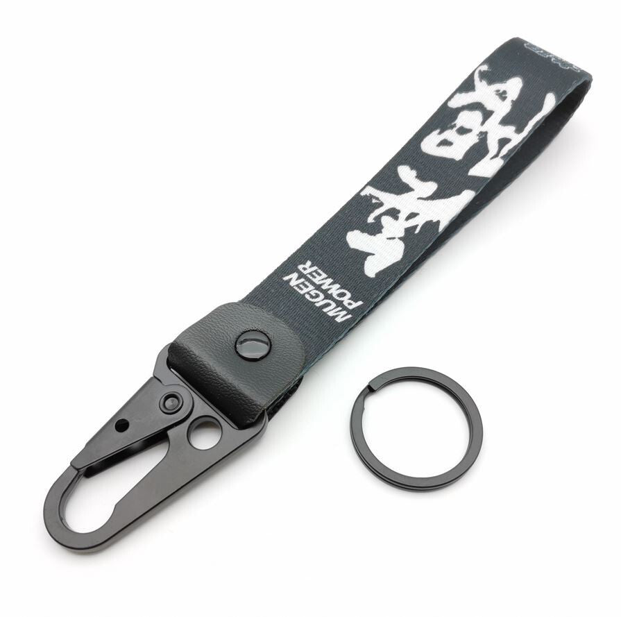 Car keychain/key ring with lanyard, car accessories, Mugen, black, for Mazda .