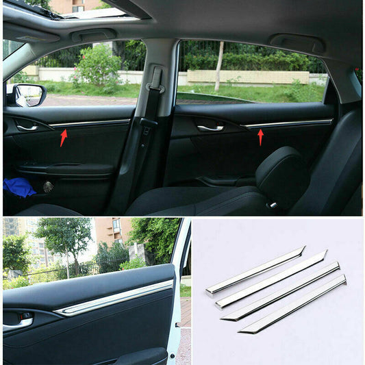 for Honda for Civic 10th Sedan 2016-2021 Silver Inner Door Panel Trim Decals Covers