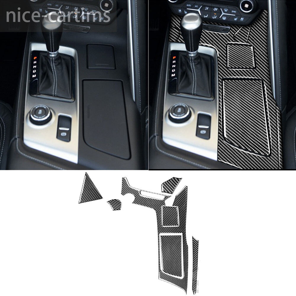 7¡ÁCarbon Fiber Gear Shift Cup Holder Panel Cover for Chevrolet for Corvette C7 14-19
