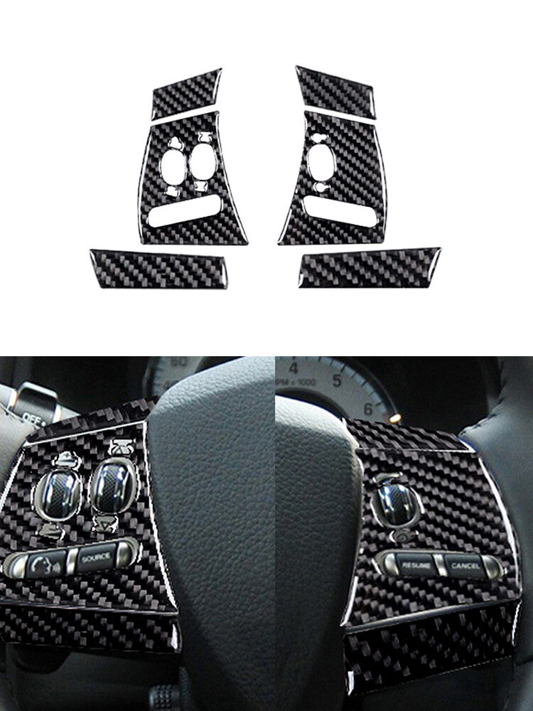 6x Steering Wheel Buttons Panel Trim Cover Carbon Fiber for Jaguar XF 2009-20011