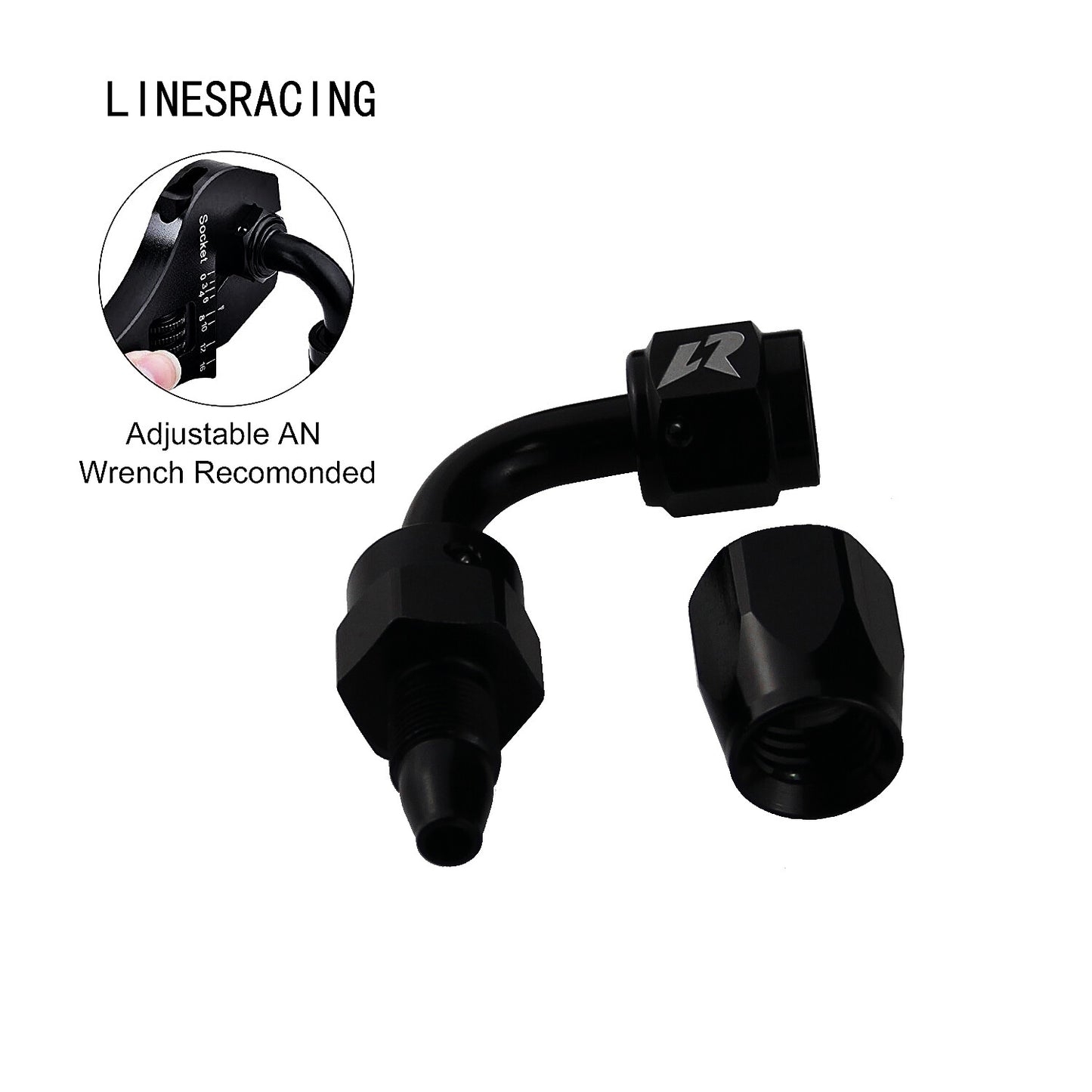 AN4 90 Degree Swivel Hose End Fitting for Braided Fuel Line Aluminum Black