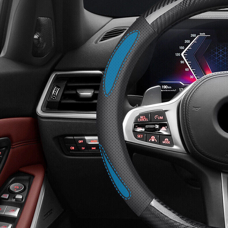 Apply To for Mazda 15 Carbon Fiber Leather Steering Wheel Cover Accessories