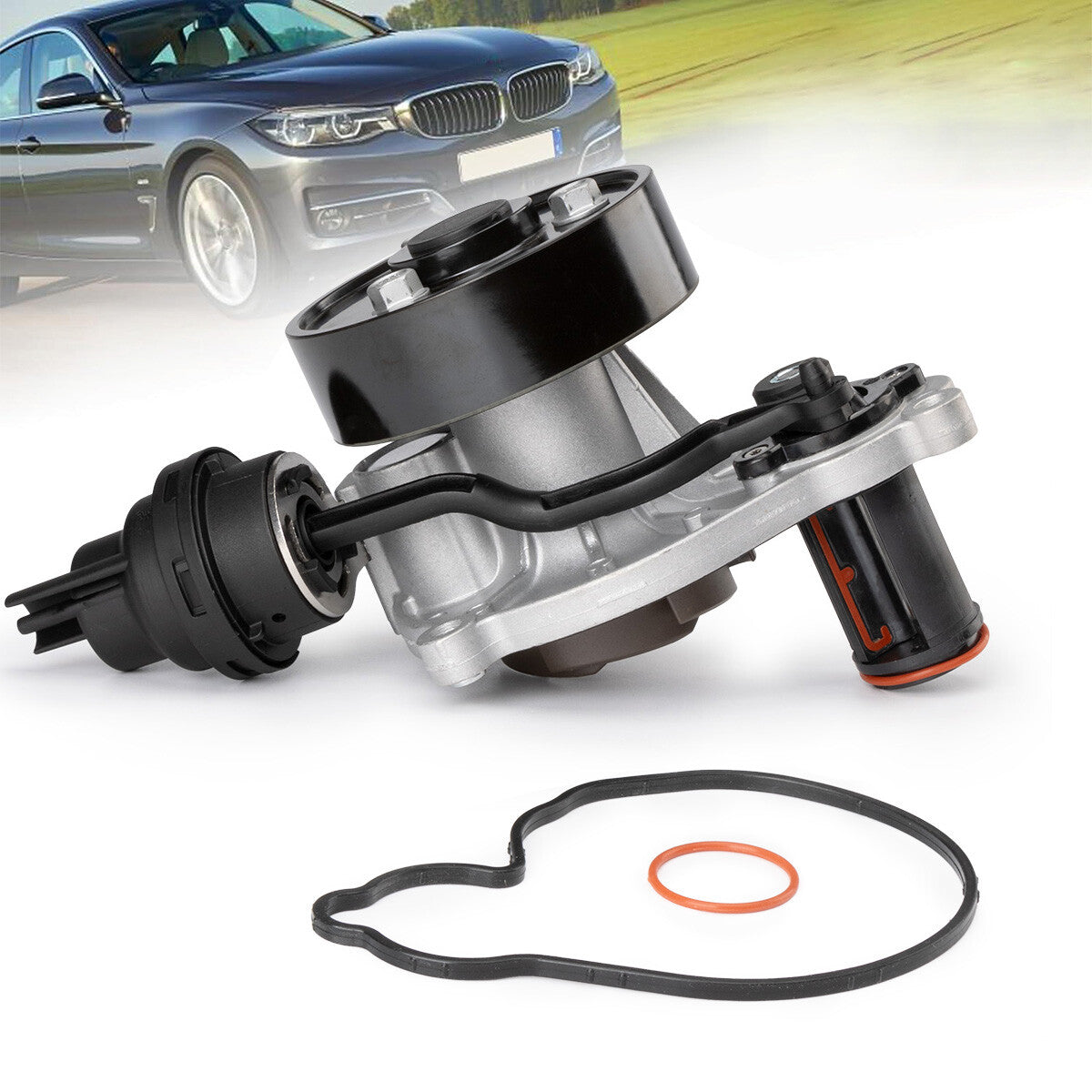 new coolant pump assembly for BMW 120i, 220i, 320i, 420i, 525i, and 630i. (Item number 11518638026)