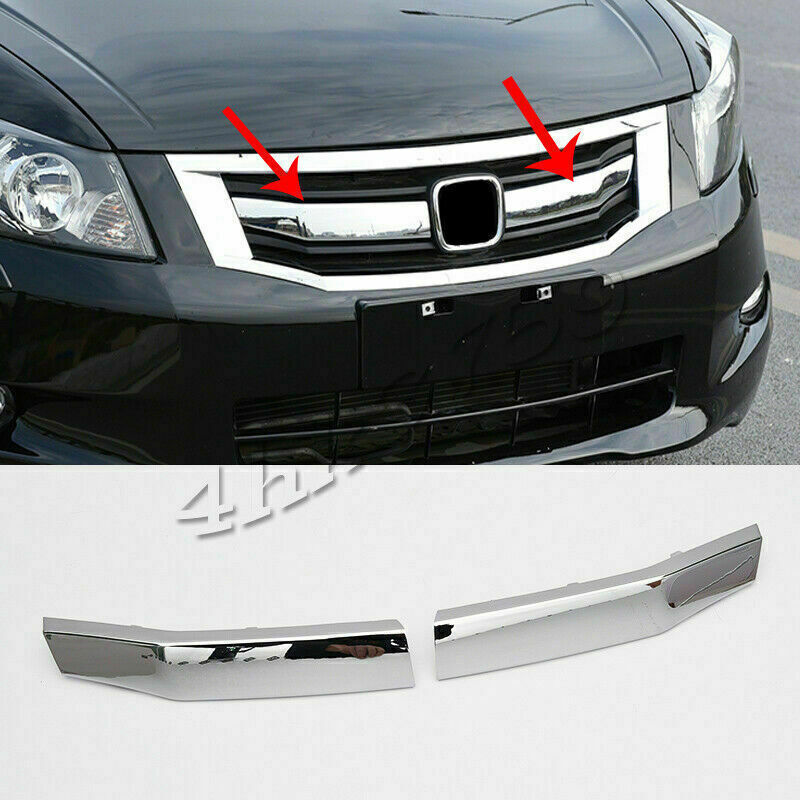 2X Chromed Front Center Mesh Grille Grill Strip Trim for Honda Accord 2008-2010