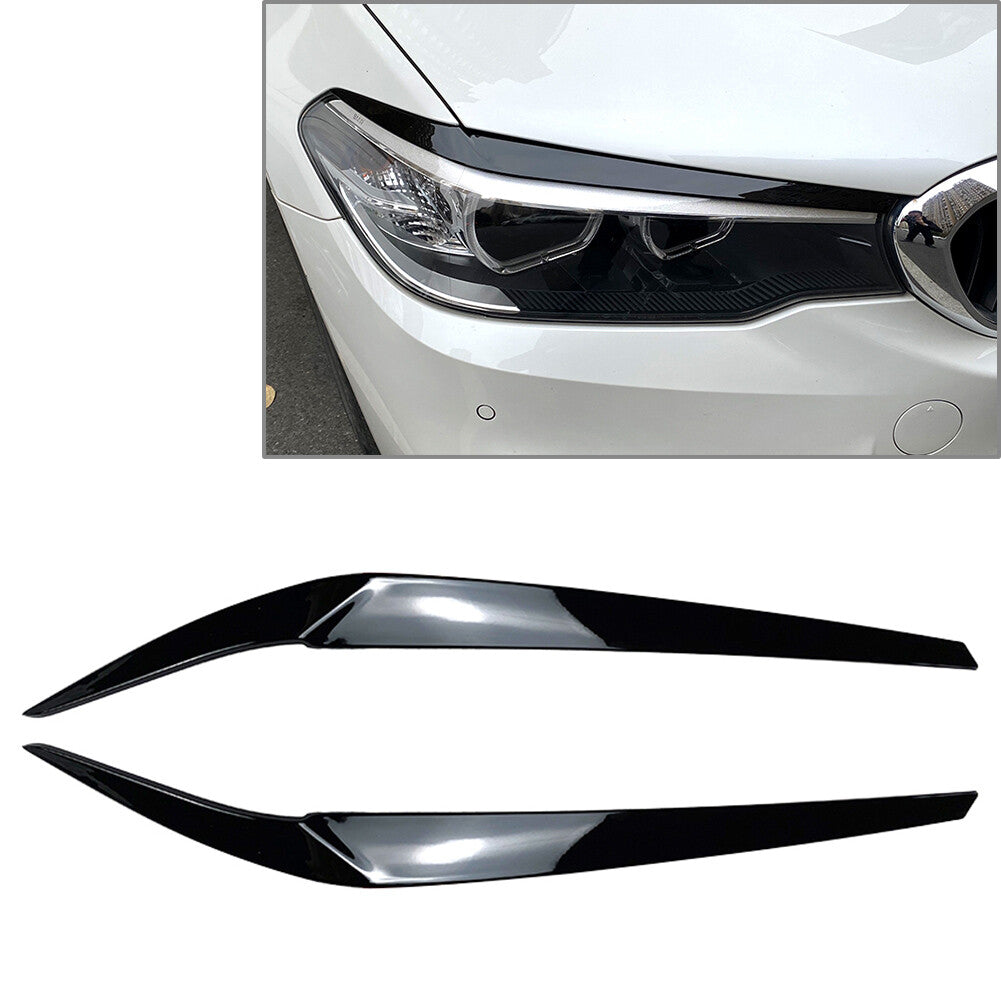 2x Front Headlight Eyebrow Eyelid Cover Trim for BMW 5 Series G30 G31 G38 F90 M5