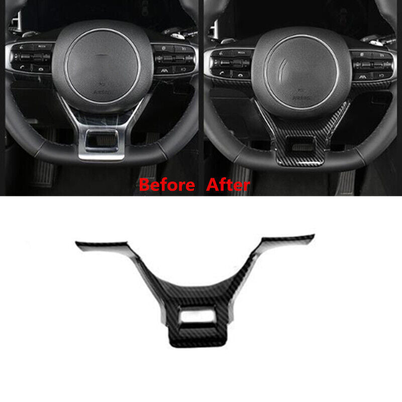 Carbon Fiber Inner Steering Wheel Decor Cover Trim Fit for KIA K5 2020-2023 1PCS