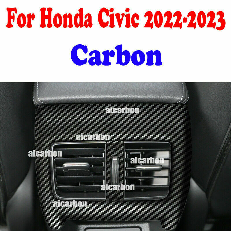 for Honda for Civic 2022-2023 Carbon Fiber ABS Inner Rear Air Vent Outlet Cover Trim