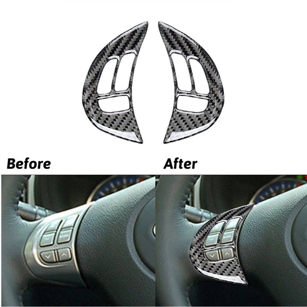 2Pcs Carbon Fiber Steering Wheel Button Trim for Subaru Forester 2009-2013 TypeA