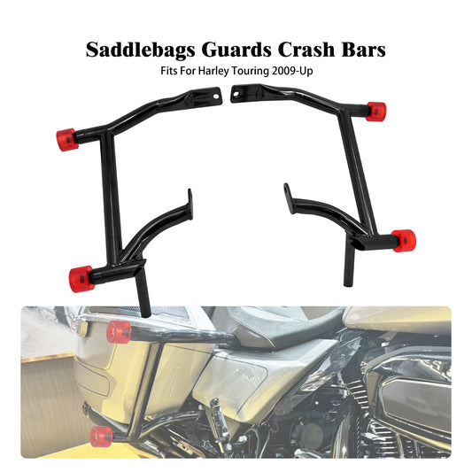 Saddlebag Guards Crash Bars w/ Red Guard Balls for Harley Road Electra Glide 09+