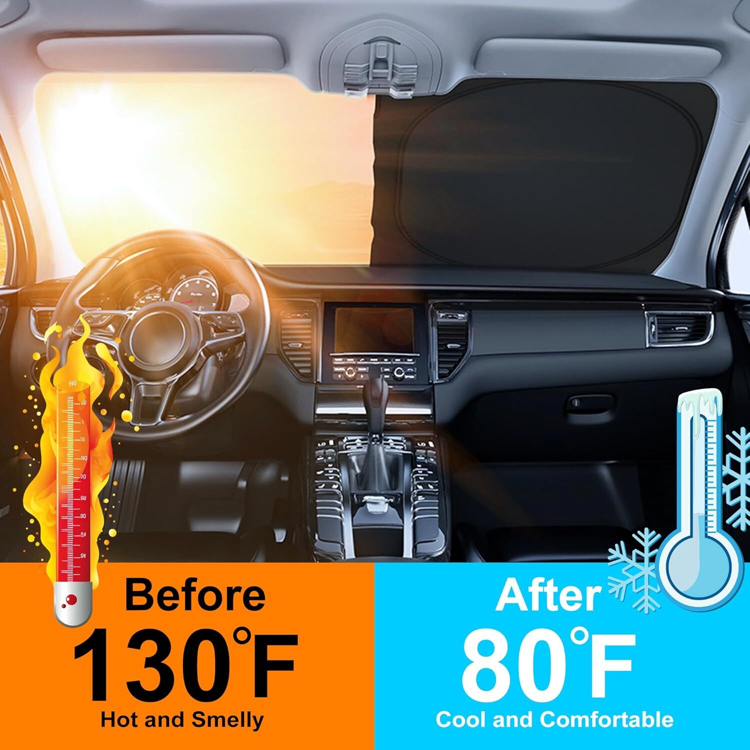 For 1996-2025 for Chevy Express Van Front Windshield Sun Shade Reflective UVs Cover