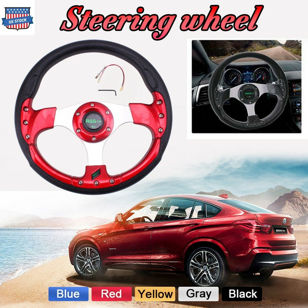 13 320mm Universal Drifting Racing Sport Lightweight Steering Wheel Red US
