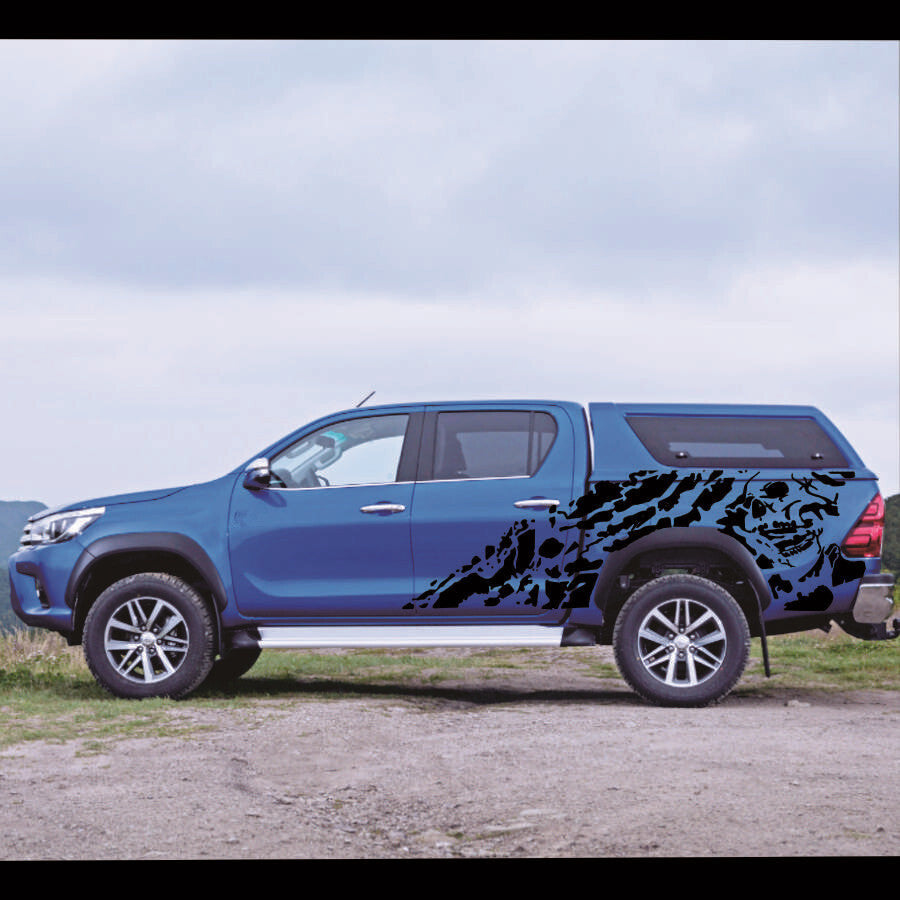 2x Black Skull Decal Vinyl Sticker For Pickup for Dodge 4x4 Off Road for GMC Waterproof