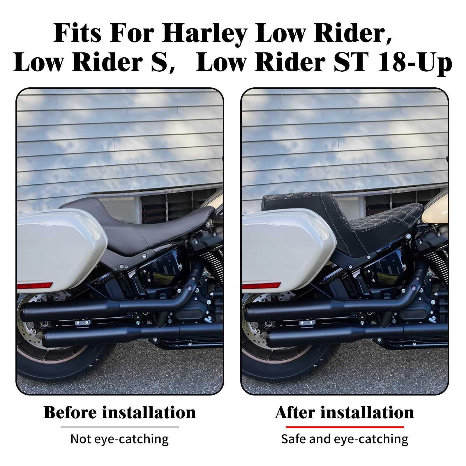 Driver Passenger Gel for Seat White Line for Harley Low Rider FXLRS FXLRST 2018-2024
