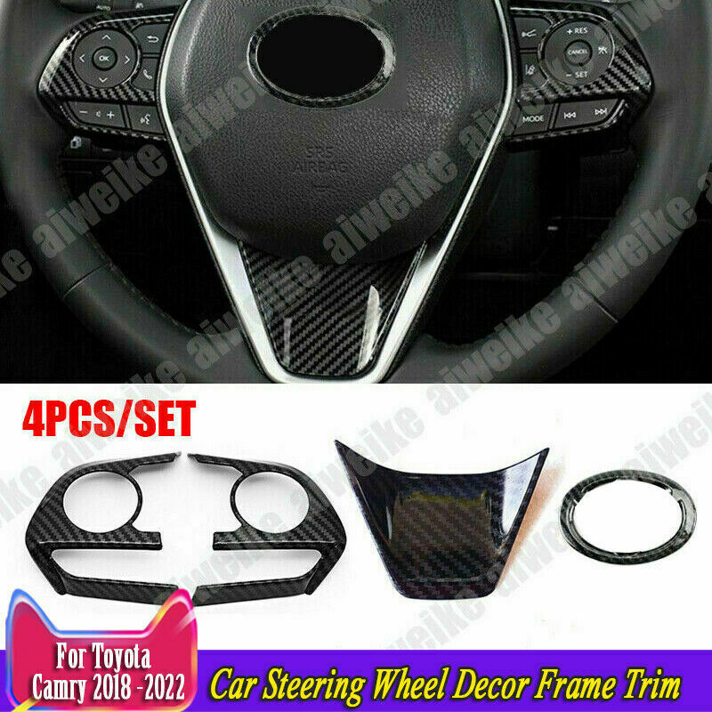 4X For 2018-2023 for Toyota for Camry Carbon Fiber ABS Steering Wheel Decor Frame Trims