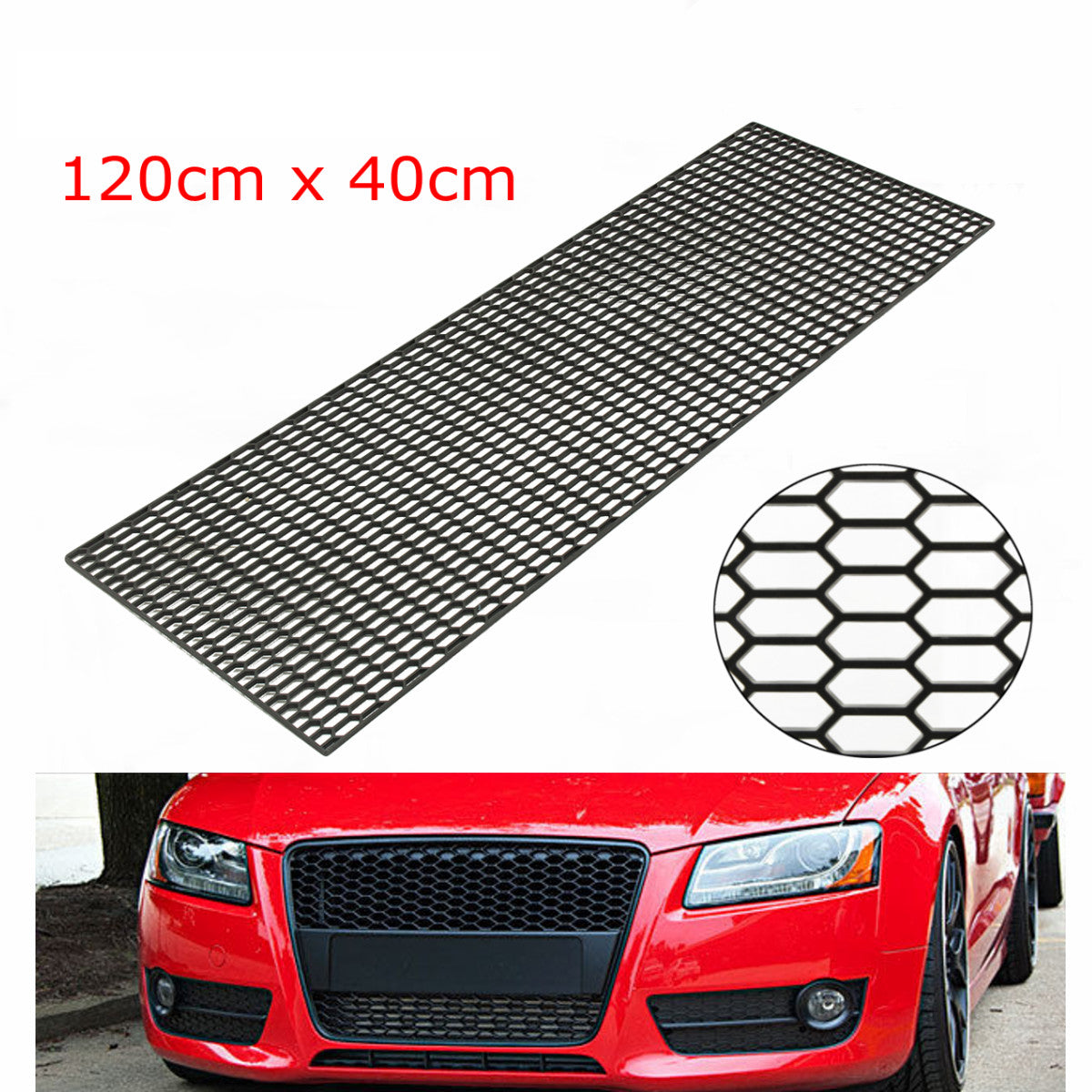 120x40CM Universal Plastic Racing Honeycomb Mesh Grill Spoiler Car Bumper Vent
