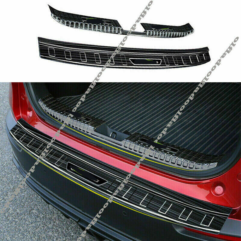 for Mazda CX-30 2020-22 Black Steel Rear Trunk Bumper Sill Plate Guard Cover 2x