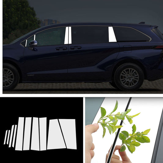 10P For 2021-2022 for Toyota for Sienna Chrome Window StripsDoor Pillar Post Trim Cover