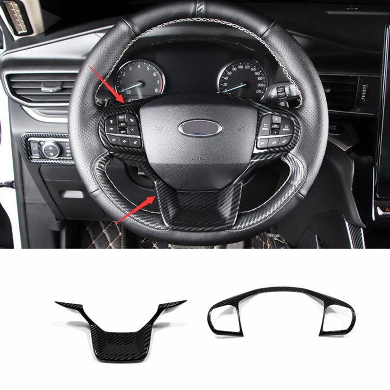 for Ford Explorer 2020-2023 Carbon Fiber Car Steering Wheel button Frame cover