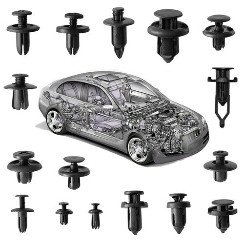 650-piece set of car mounting clips and plastic rivet fastener kits for bumpers suitable for GM, for Ford , and for Honda .