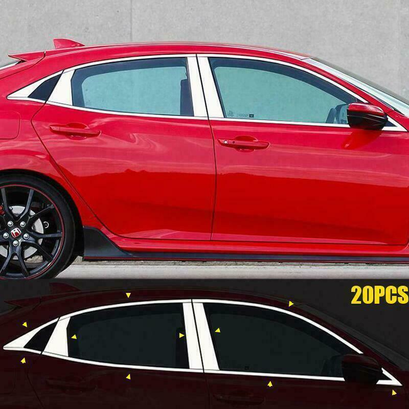 20P Steel Chrome Window Strip Cover Trim Kit for Honda for Civic Hatchback 2016-2021
