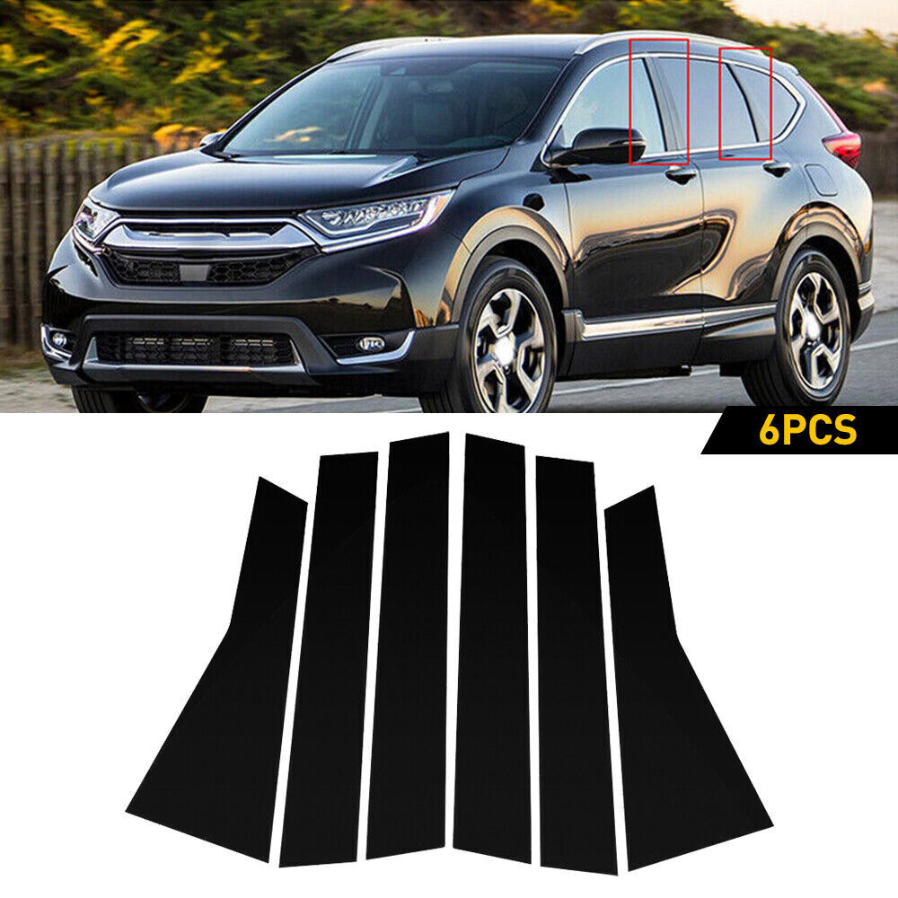 for Honda CR-V 2017-2022 6pc Black Pillar Posts Set Door Trim Piano Cover Kit