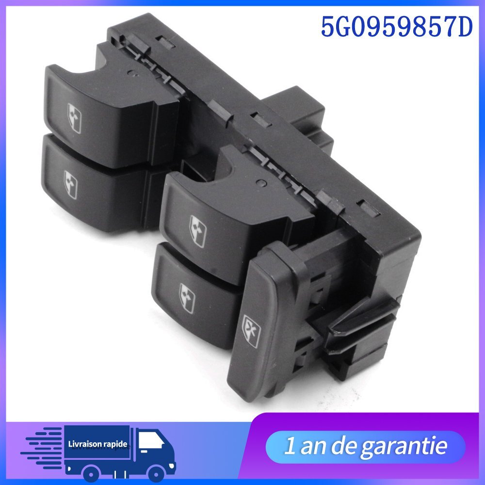 Bouton Commande Interrupteur de Leve vitre avant gauche 5G0959857B 5G0959857