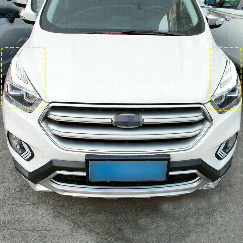 2P for Ford Escape Kuga 2017-2019 Chrome Car Head Light Eyebrow Decor Cover trim
