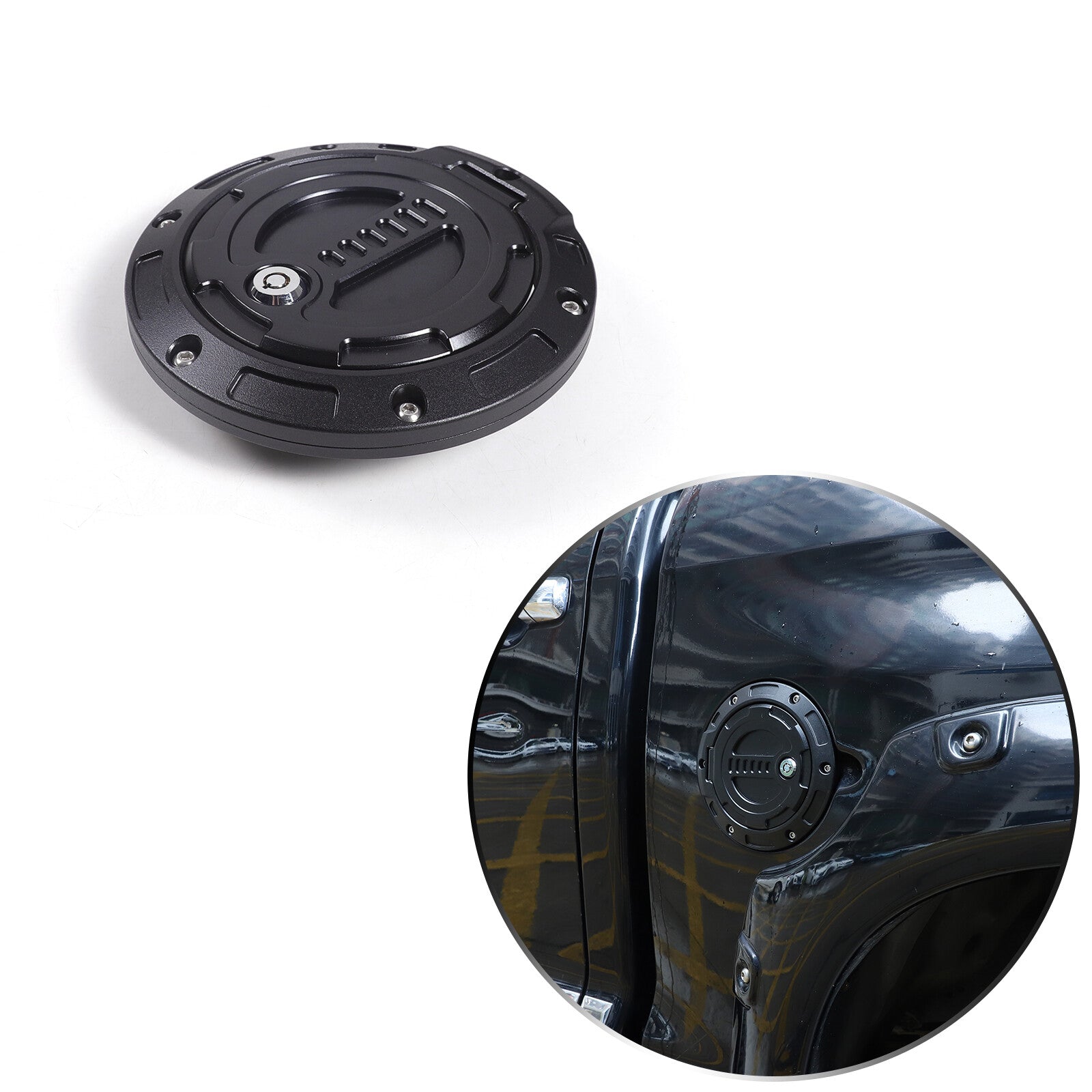ABS carbon fiber exterior fuel tank cap trim for Toyota Tacoma 16-22