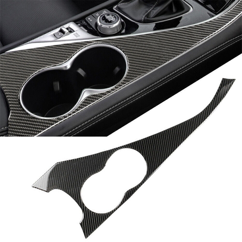 Inner Water Cup Holder Panel Trim Cover Carbon Fiber for Infiniti Q50 2014-2019