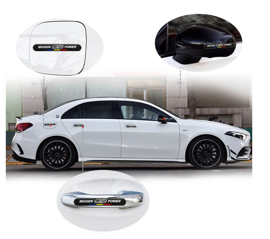 8-piece car door handle anti-scratch stickers, side fenders, rear badges, Mugen carbon